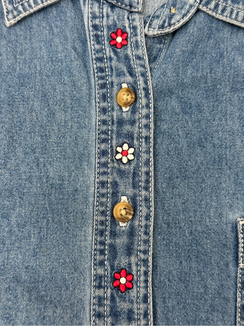 Disney Mickey Unlimited Mickey Minnie Embroidered Denim Shirt Grandmacore - Picture 5 of 8